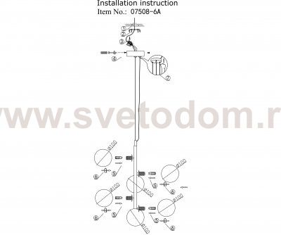 Kink Light 07508-6A,19 Подвес Сида черный d23 h120 G9 30W (4000K) (Led лампы в комплекте 4000К)