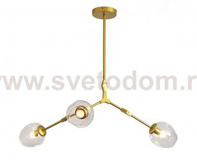 07512-3,33(21) Люстра Нисса матовое золото (прозрачные плафоны) w108*80 h40/60 E27 3*40W Kink light