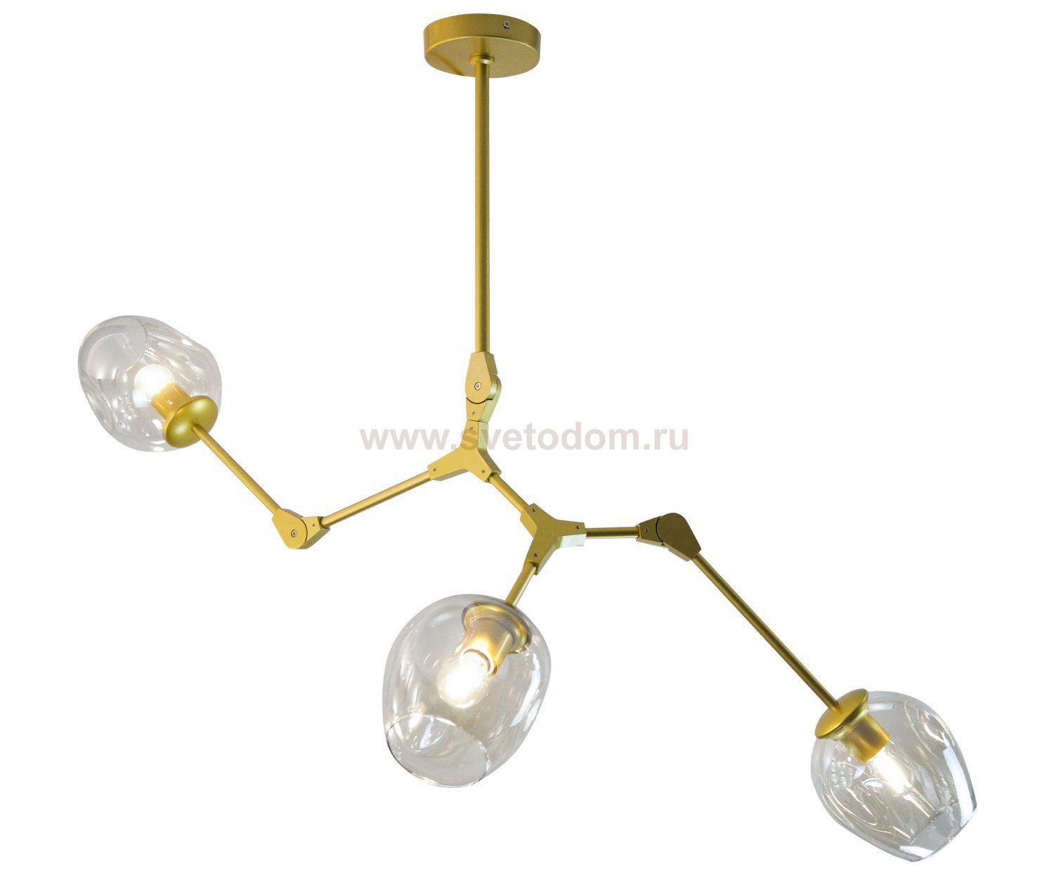 07512-3,33(21) Люстра Нисса матовое золото (прозрачные плафоны) w108*80 h40/60 E27 3*40W Kink light