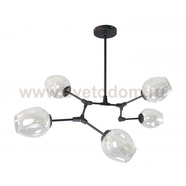 Люстра НИССА черная (прозрачные плафоны) w108*80 h 45 E27 5*40W Kink light 07512-5,19(21)