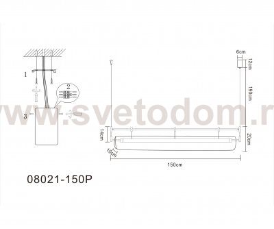 Kink Light 08021-150P,20 Подвес Аника бронза w150*10 h150 Led 32W (3000K)