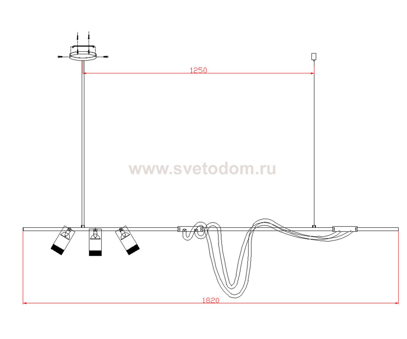 Kink Light 08039-180A,19 Подвес диммируемый Кайли черный L182 h120 Led 2*60W+GU10 3*3W(4000K) с пультом ДУ