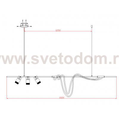Kink Light 08039-180A,19 Подвес диммируемый Кайли черный L182 h120 Led 2*60W+GU10 3*3W(4000K) с пультом ДУ