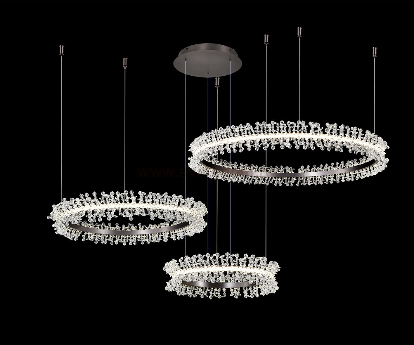 Kink Light 08246,12PA Подвес диммируемый Лаура матовый никель d40+60+80 h150 Led 110W (4000K) с пультом ДУ