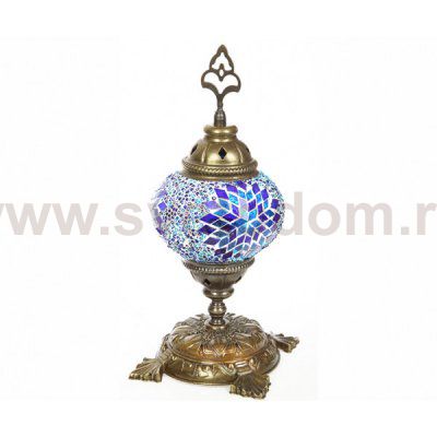 Настольная лампа МАРОККО голубая h31 d12 E14 1*40W Kink light 903,05
