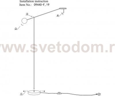 Kink Light 09440-F,19(3000K) Торшер Некси черный d23 L91 h125 Led 8W (3000K)