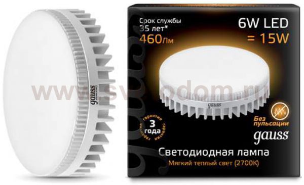 Лампа Gauss LED GX53 6W 2700K (LD108008106)