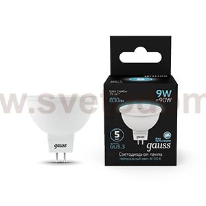 Лампа Gauss MR16 9W 830lm 4100K GU5.3 LED 1/10/100