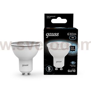 Лампа Gauss MR16 7W 630lm 4100K GU10 LED 1/10/100