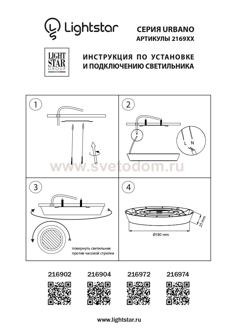 Светильник накладной заливающего света со встроенными светодиодами Urbano Lightstar 216902