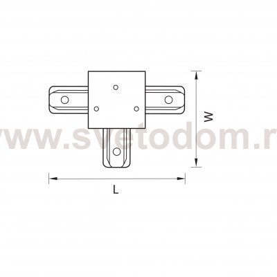 Соединитель T-образный однофазный для встраиваемых треков Barra Lightstar 501137