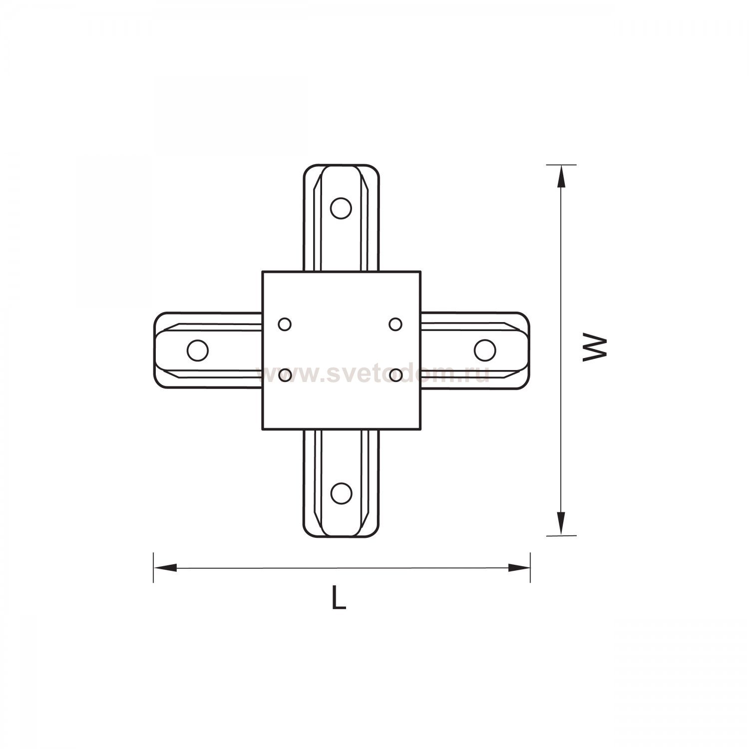 Соединитель X-образный однофазный для встраиваемых треков Barra Lightstar 501146