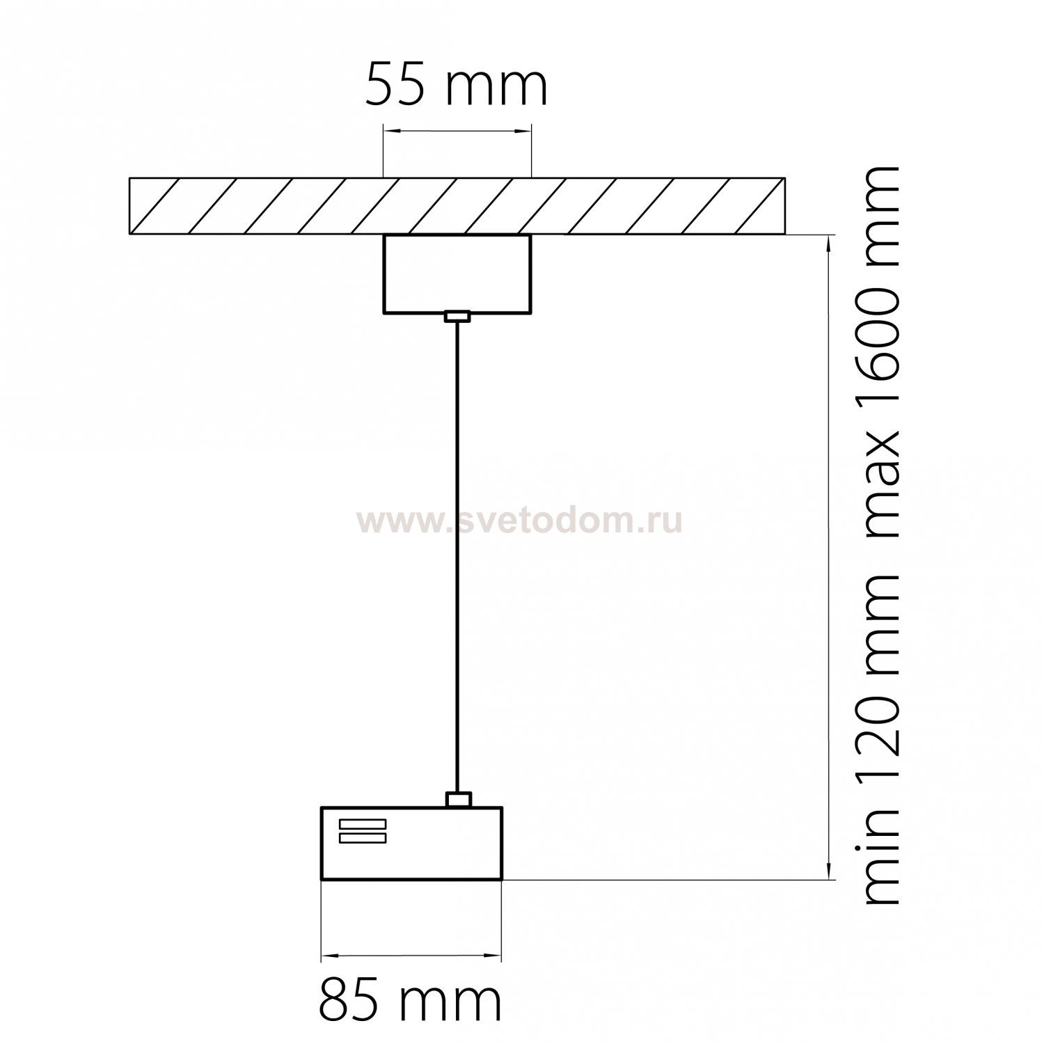 Подвесное питание для однофазного трека Barra Lightstar 502199