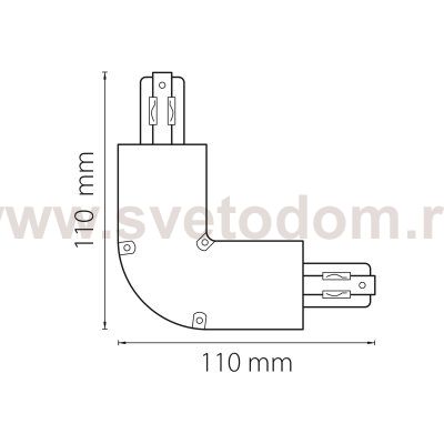 Соединитель L-образный трехфазный черный Lightstar 504127 Barra