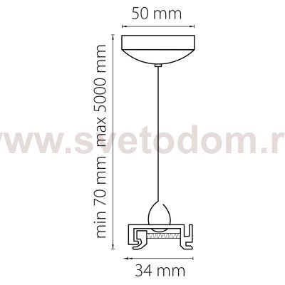 Подвес универсальный трековый 5 м для однофазных и трехфазных треков Lightstar 504199 Barra
