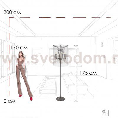 10450F Торшер LOFT IT Vaille Crystal