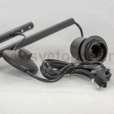 Торшер напольный изогнутый с черным абажуром Lussole LSP-0608