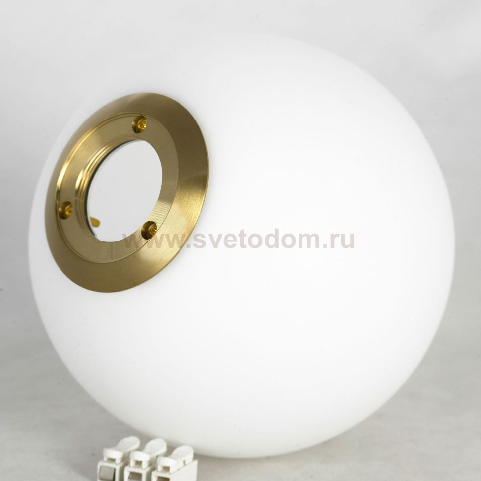 Плафон стекло белое шар 150мм с бронзовой резьбой 37мм LSP-8585 Cleburne