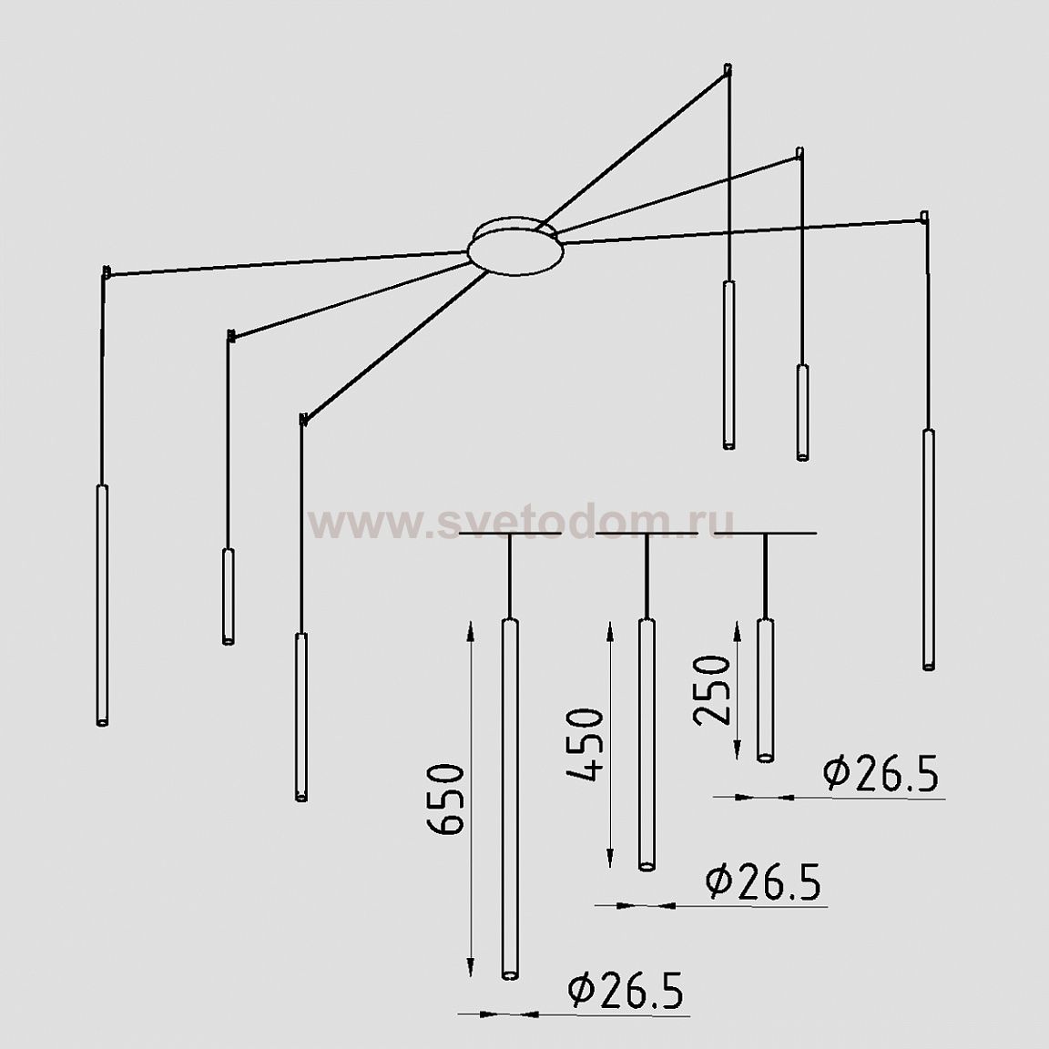 Светильник светодиодный подвесной Lighttech RAY P6 6.330 B (LTA09010)