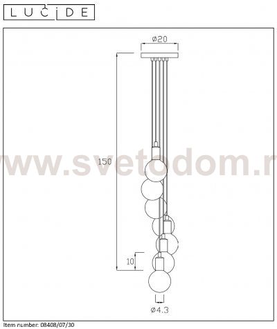 Подвесной светильник Lucide 08408/07/30