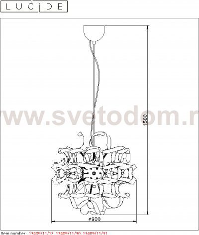 Подвесной светильник 13409/11/31 ATOMA Lucide