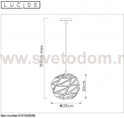 Подвесной светильник Lucide 21415/25/36