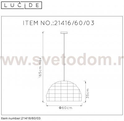 Подвесной светильник Lucide 21416/60/03