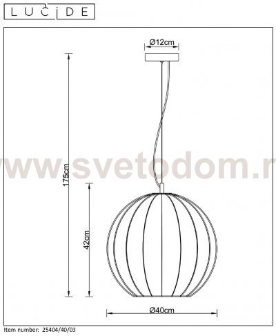 Подвесной светильник Lucide 25404/40/03