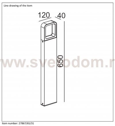 Уличный светильник столб Lucide 27867/65/31 TRYWO