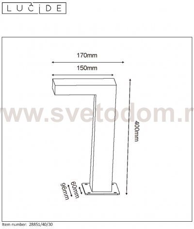 Светильник уличный столб Lucide 28851/40/30 TEXAS