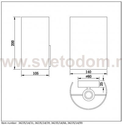 Настенный светильник бра Lucide 34235/14/31