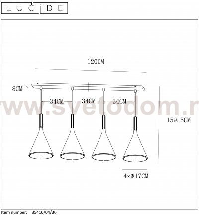Подвесной светильник Lucide 35410/04/30