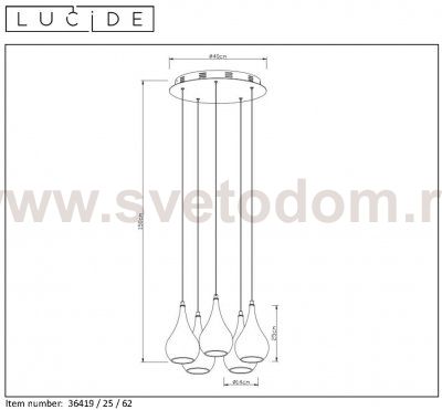 Подвесной светильник Lucide 36419/25/62 JARICH
