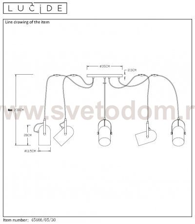 Подвесной светильник Lucide 45466/05/30