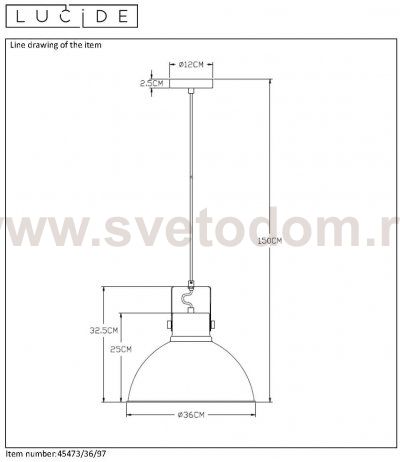 Подвесной светильник Lucide 45473/36/97