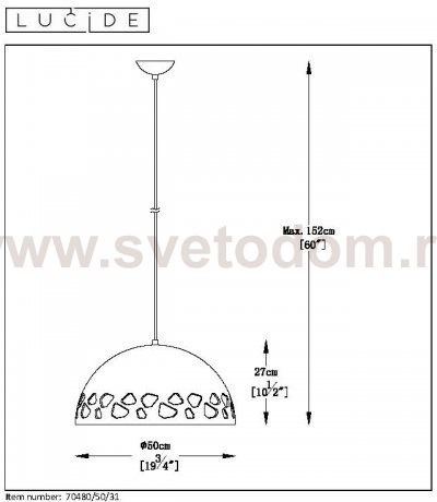 Подвесной светильник Lucide 70480/50/31