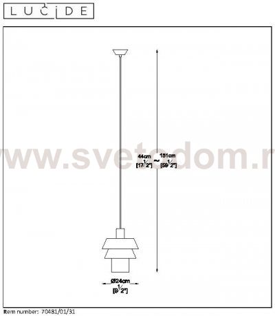 Подвесной светильник Lucide 70481/01/31