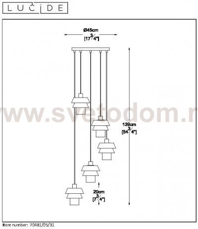 Подвесной светильник Lucide 70481/05/31