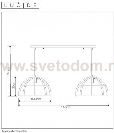 Подвесной светильник Lucide 76464/02/30