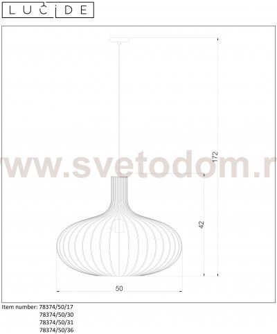 Подвесной светильник Lucide 78374/50/36