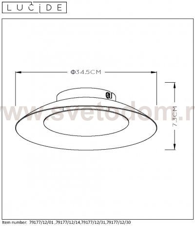 Потолочный светильник Lucide 79177/12/30