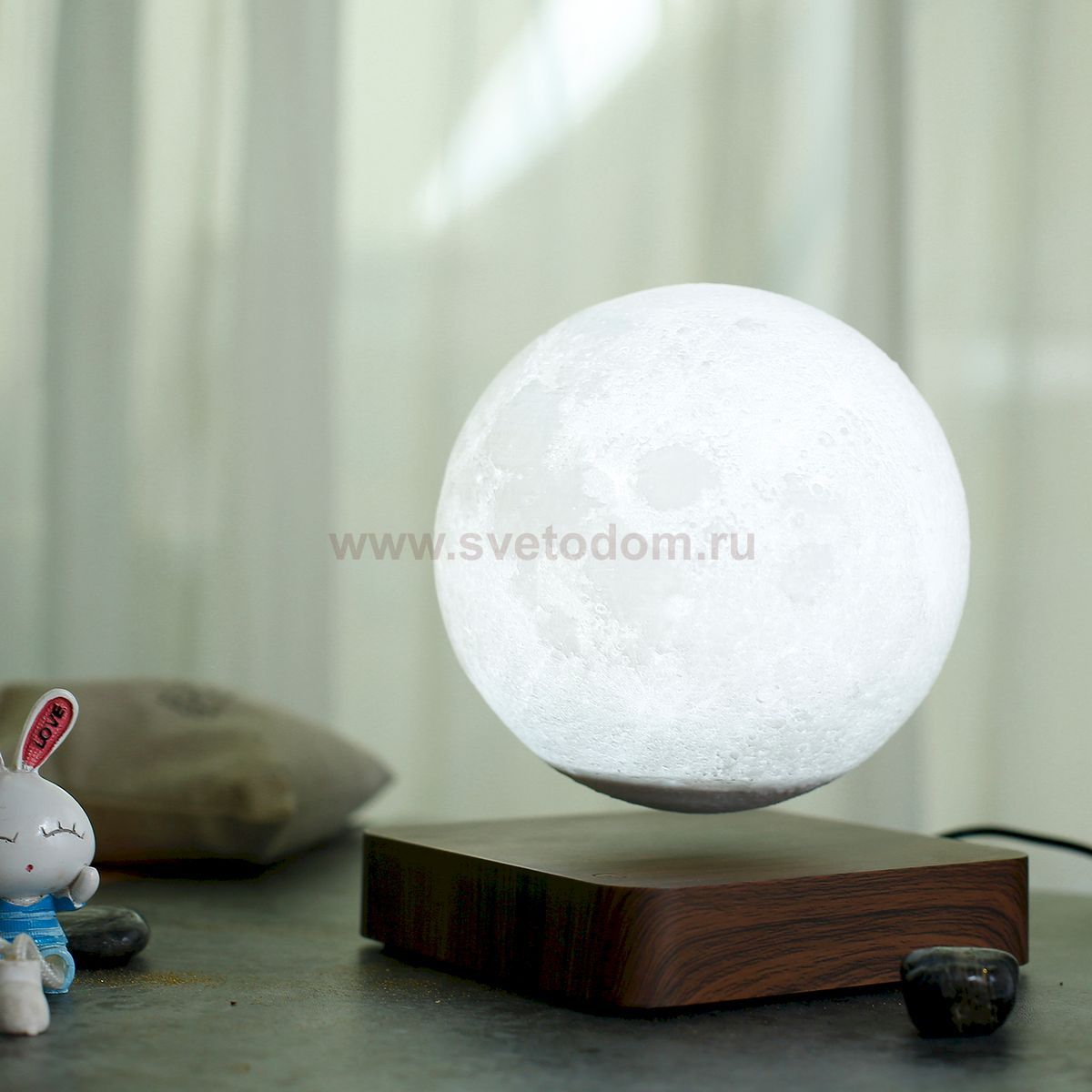 Светильник настольный Gauss 3D Луна 2W 3000K/4000K 220-240V D14см левитация LED (LV001)