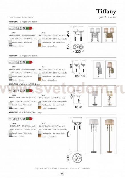 Светильник бра Mantra 3864 TIFFANY