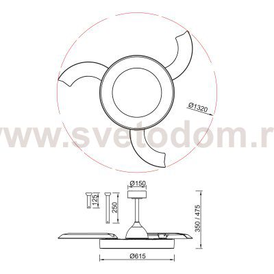 9057 Люстра-вентилятор NISEKO FAN L
