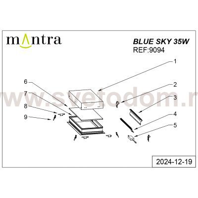 9094 Встраиваемое светодиодное окно BLUE SKY