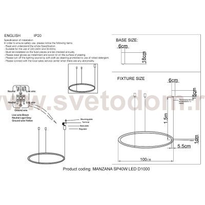 Crystal lux MANZANA SP40W LED D1000 BLACK