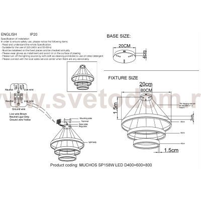 Crystal lux MUCHOS SP158W LED D400+600+800 GOLD