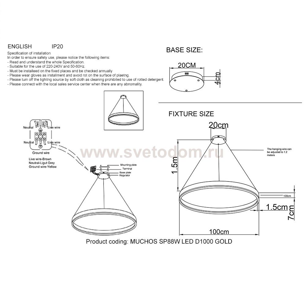 Crystal lux MUCHOS SP88W LED D1000 GOLD
