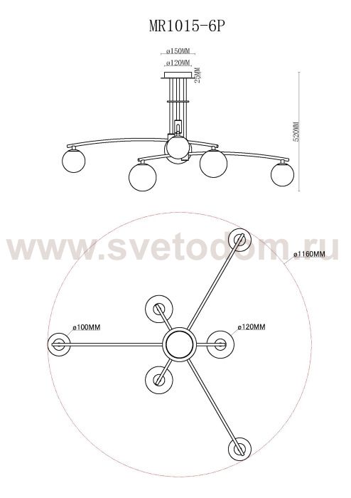 Потолочная люстра Stacy MR1015-6P