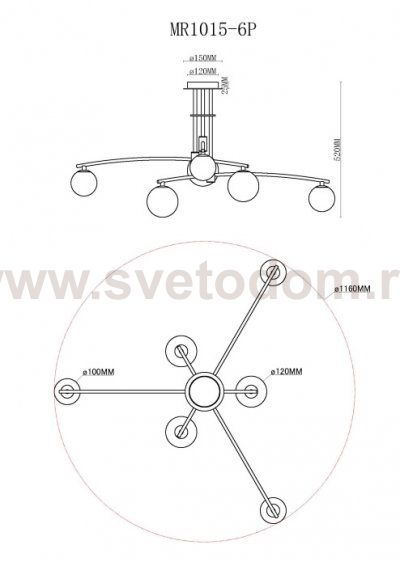 Потолочная люстра Stacy MR1015-6P